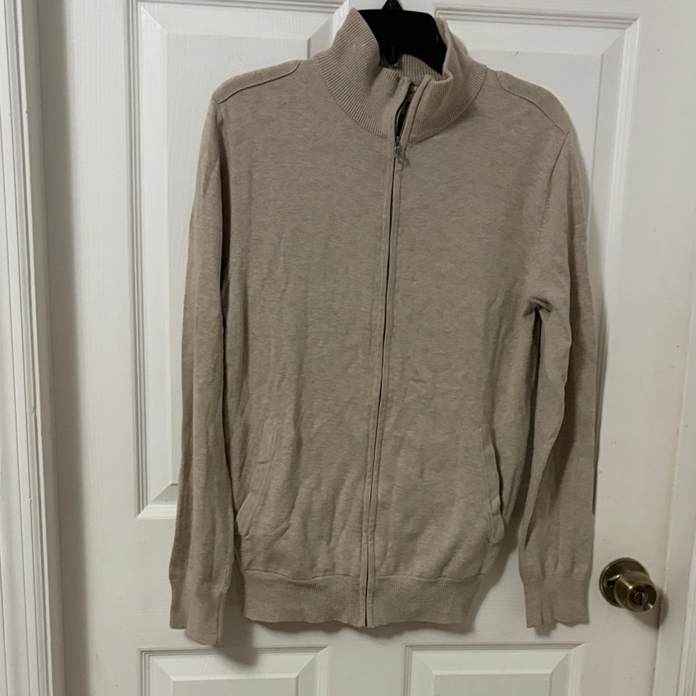 Banana Republic Factory Zip-Up Mock Neck Sweater - Light Beige